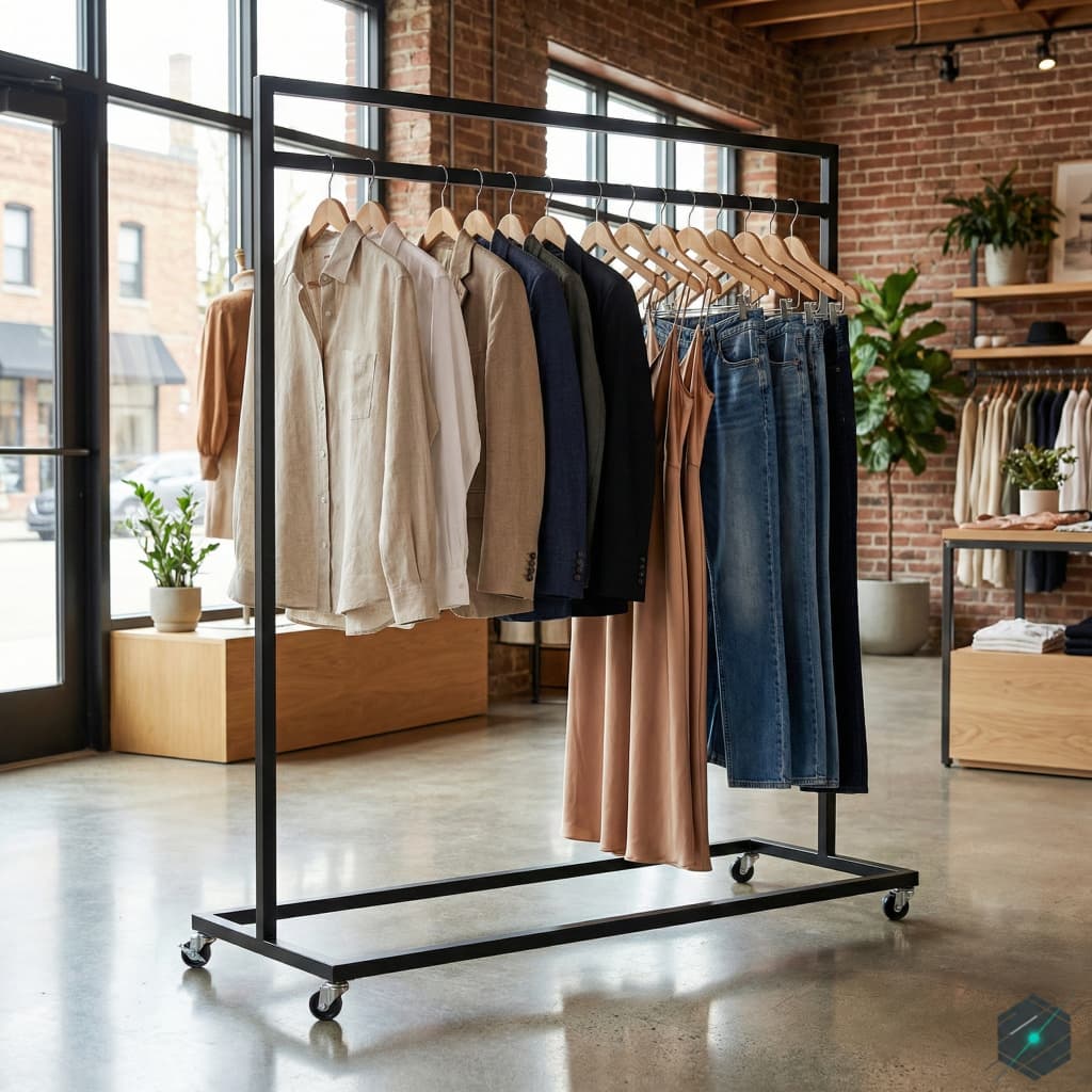 Exhibidor Central de Ropa Móvil de Metal - View 4