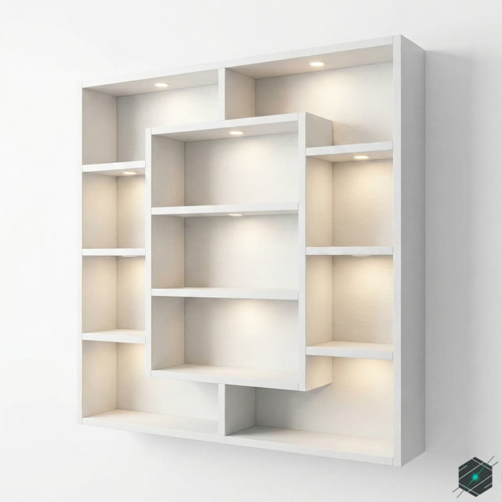 Estantería Exhibidora de Pared con Iluminación LED - Mueble Modular Multiuso - View 6