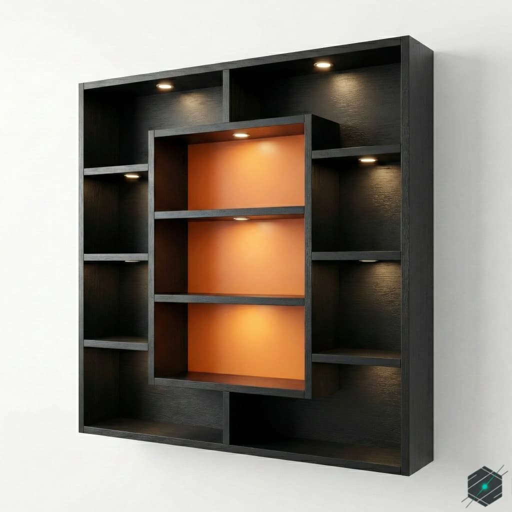 Estantería Exhibidora de Pared con Iluminación LED - Mueble Modular Multiuso - View 1
