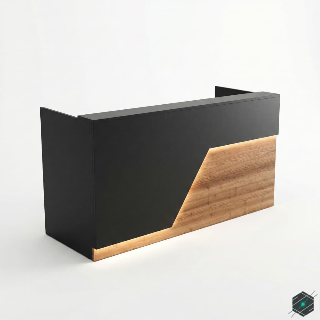 Mostrador de Recepción Moderno con Iluminación LED y Diseño Geométrico - View 4
