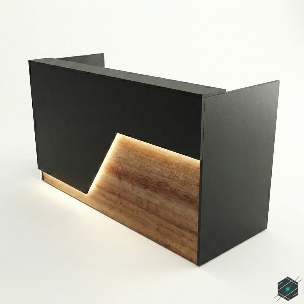 Mostrador de Recepción Moderno con Iluminación LED y Diseño Geométrico - View 1