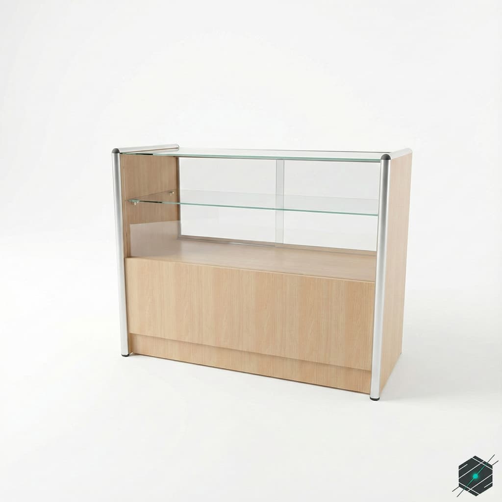 Vitrina Mostrador Comercial con Exhibidor de Vidrio y Almacenaje