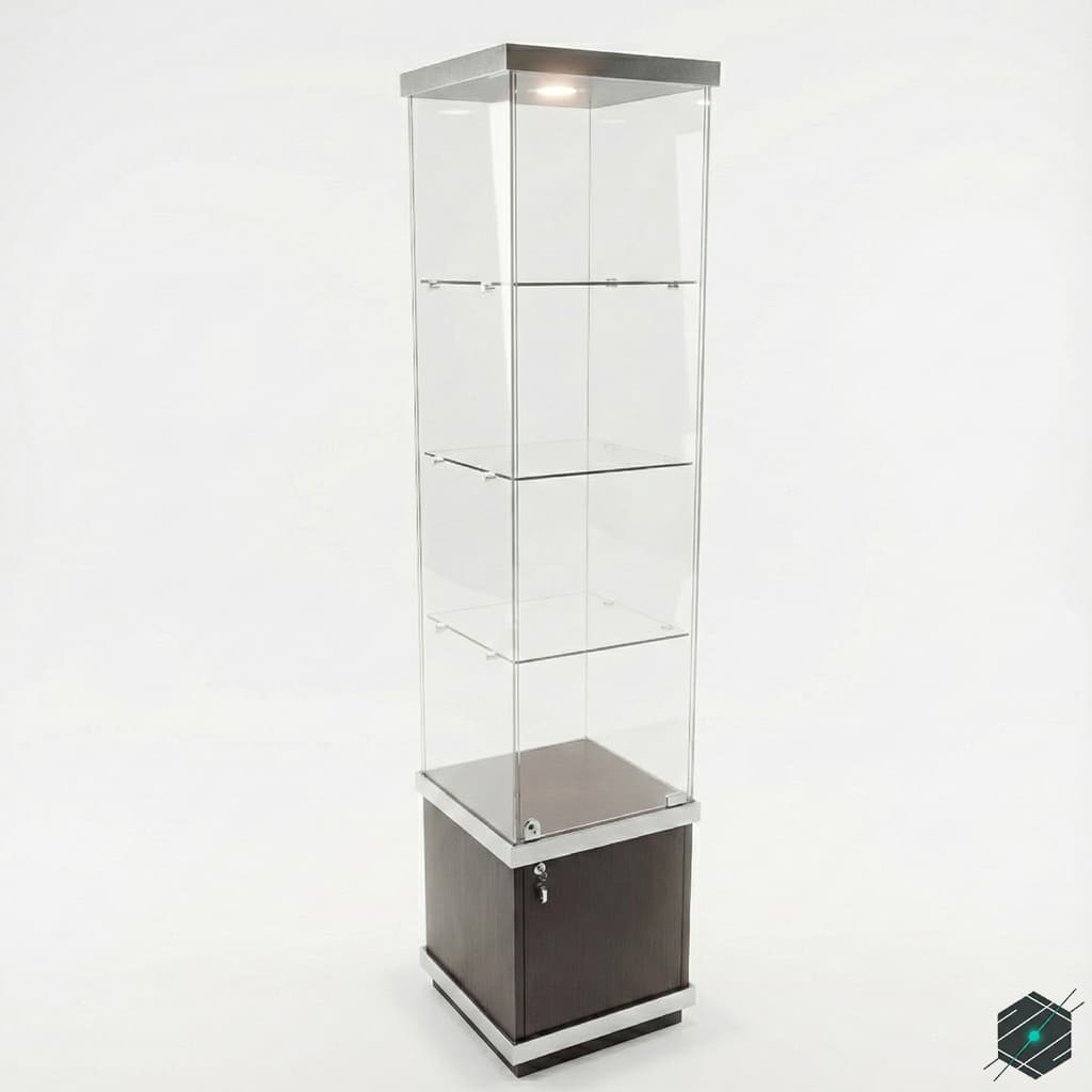 Vitrina Torre Vertical Exhibidora con Luz LED y Almacenaje - View 1