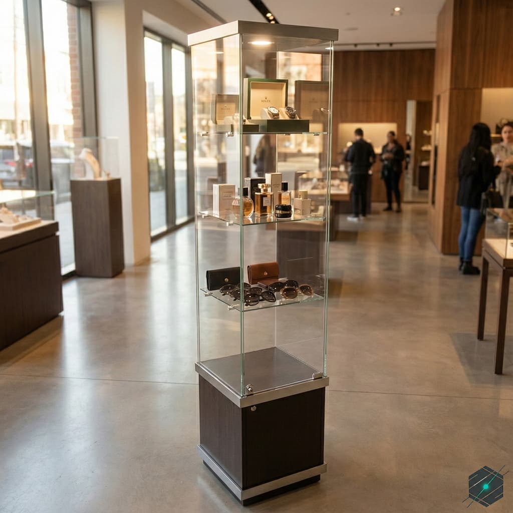 Vitrina Torre Vertical Exhibidora con Luz LED y Almacenaje - View 2