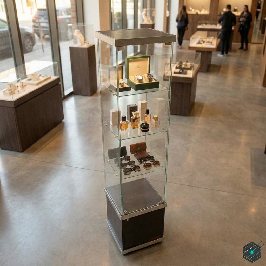 Vitrina Torre Vertical Exhibidora con Luz LED y Almacenaje - View 3