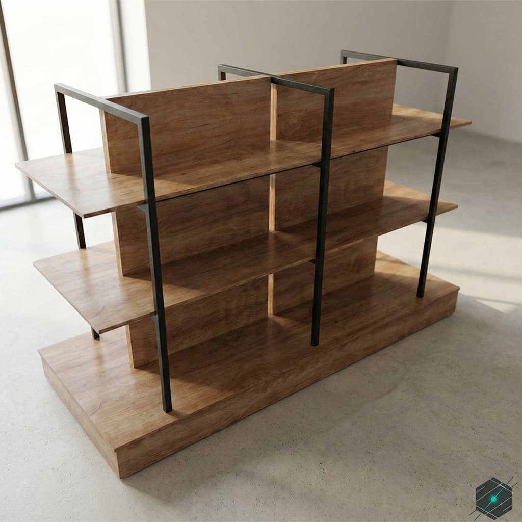 Góndola Central Estilo Industrial - Estante Exhibidor - View 3